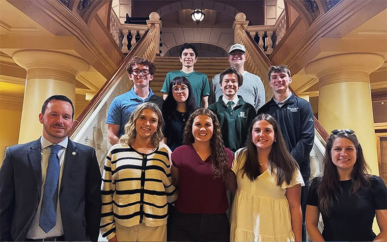 Slippery Rock University Student Government Association members pose at the state Capitol.