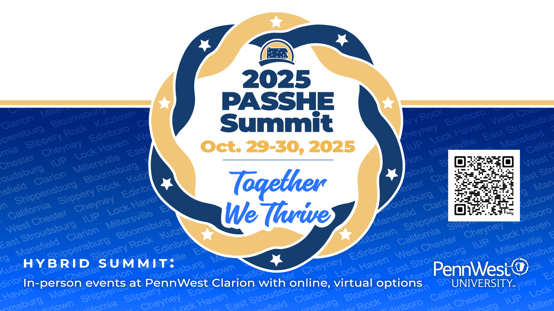 2025 PASSHE Summit Video Screen Banner with QR code