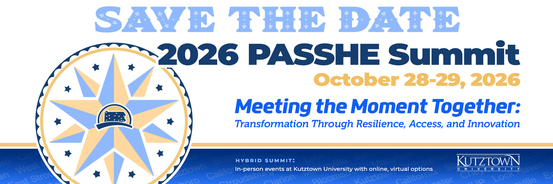 2026 PASSHE Summit horizontal save the date banner graphic